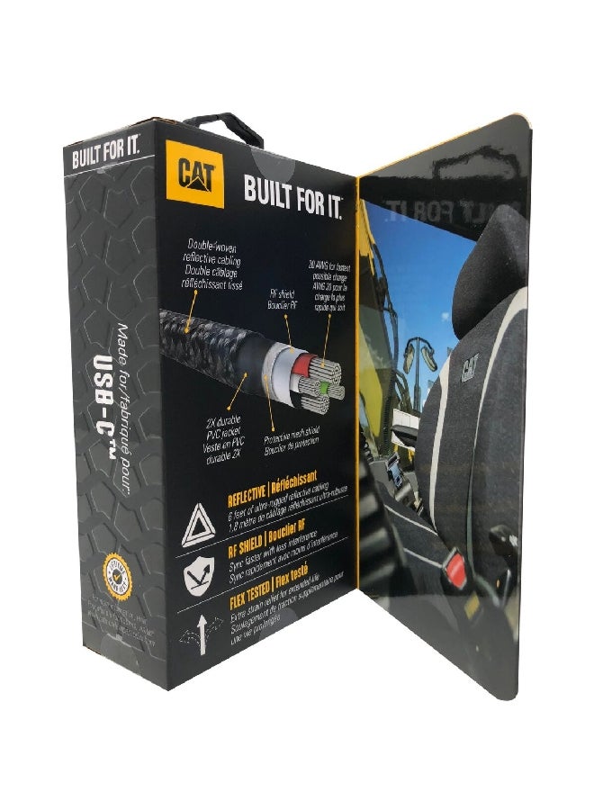 كات كيبل شحن سريع بمخرج ومدخل يو اس بي نوع سي بطول 10 قدم وباللونين الابيض والاسود CAT-USBC-USBC - Image 3